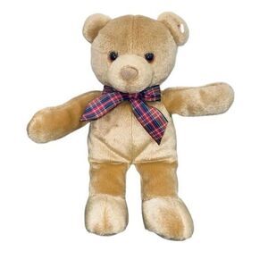 Gotta Getta Gund 10" Brown Bo Bear w/ plaid bow 5030‎ New with tag, 80's NOS